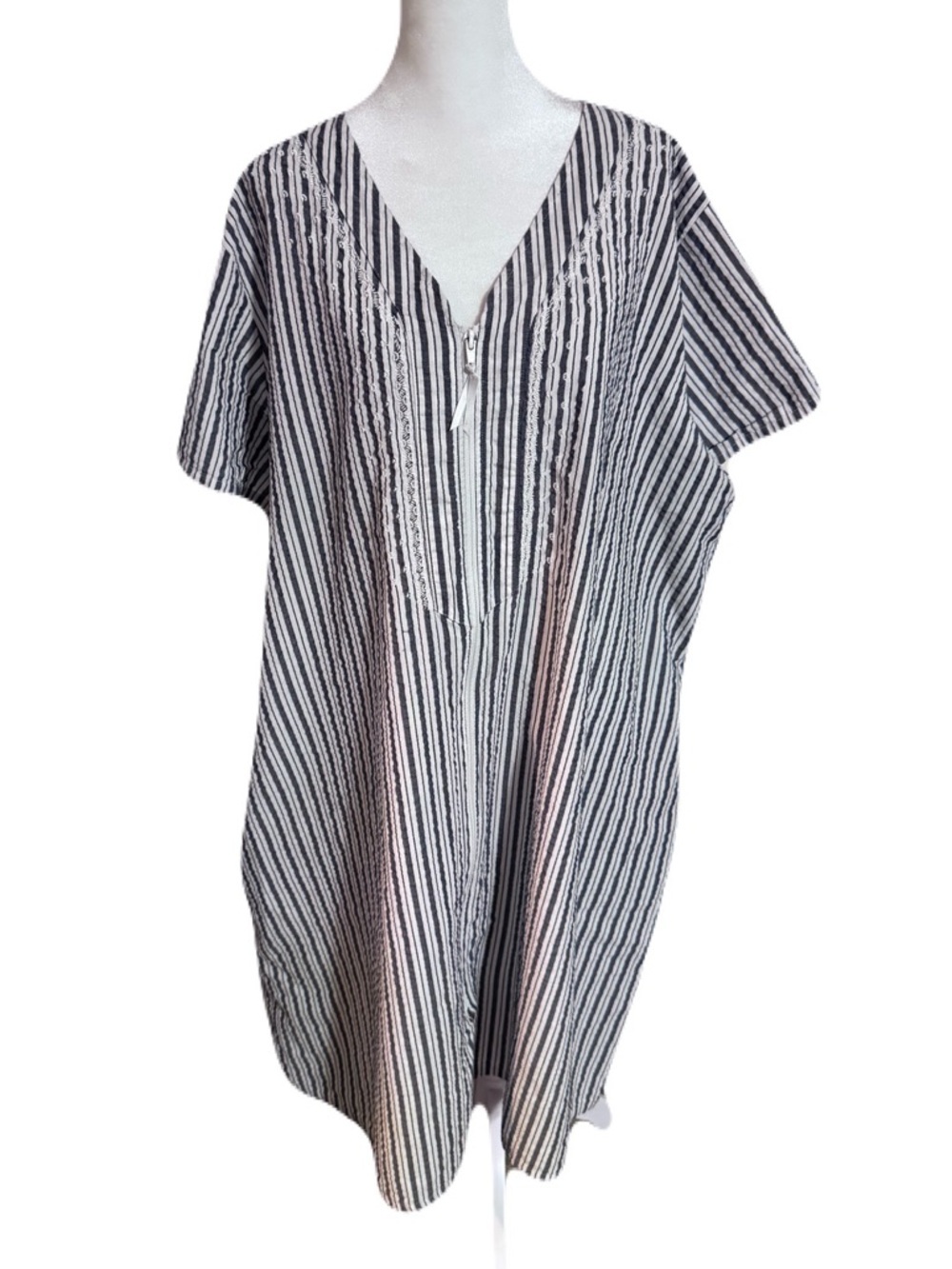 Croft & Barrow Striped Seersucker Full Zip Sleepwear Cozy Intimates Womens 2X